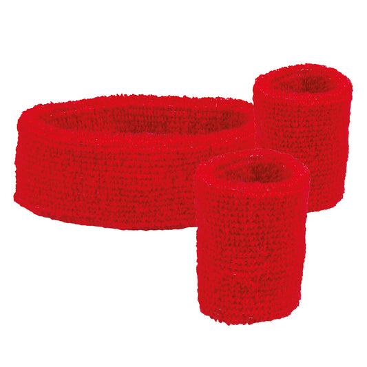 Bandeau Headband Rouge Fluorescent - Accessoire Sport Années 80
