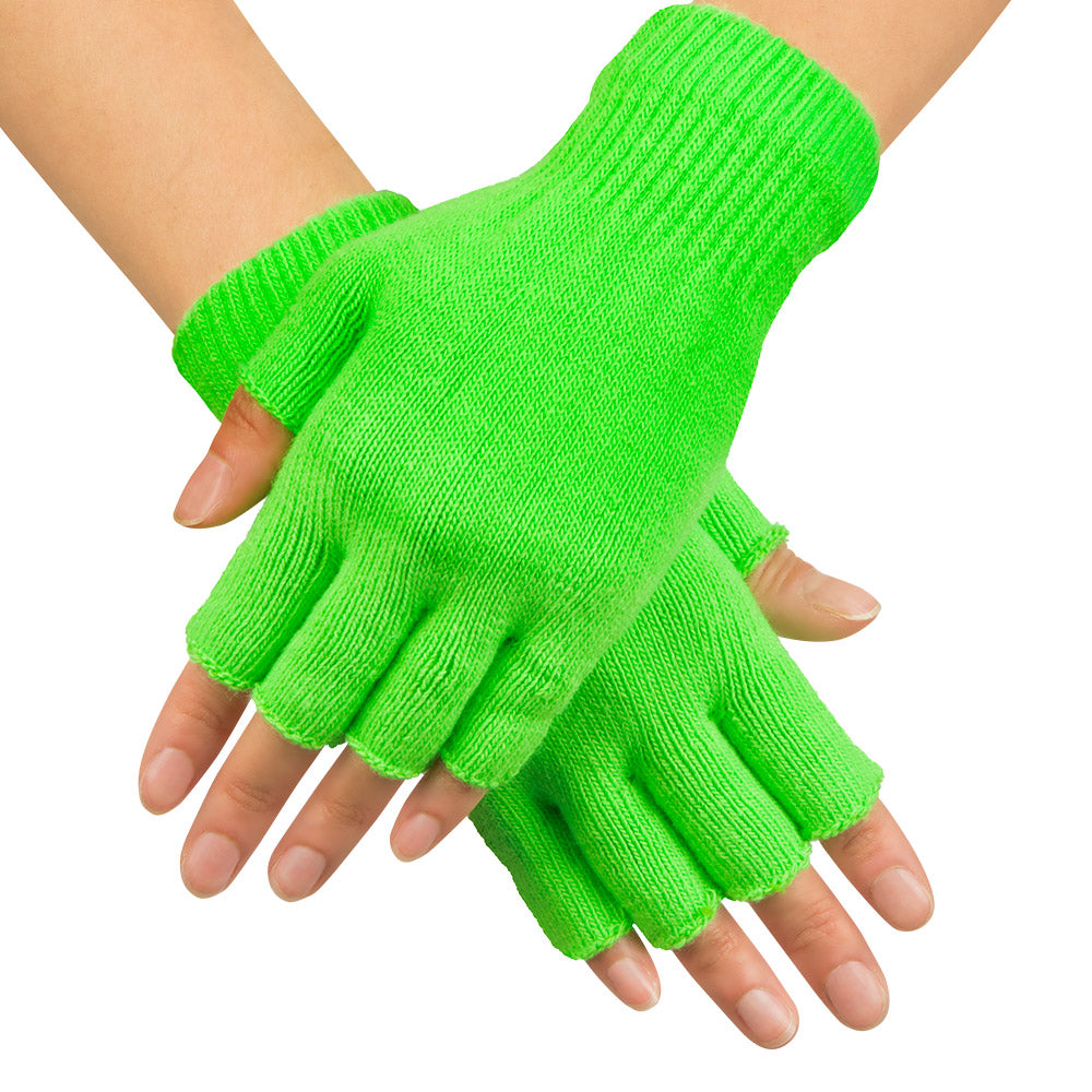 Gants mitaines fluo UV blacklight - Accessoire années 80