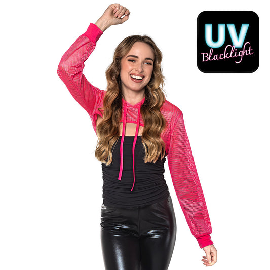 Sweat à Capuche Rose Fluo UV Blacklight Femme