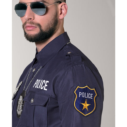 Chemise Police Officier Bleu Marine - Déguisement Adulte