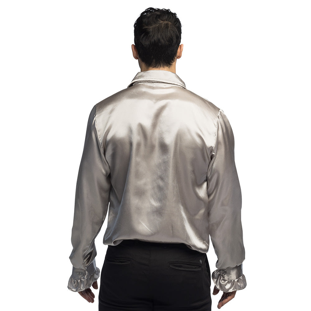 Chemise Disco Argentée Ruffled - Déguisement Années 70