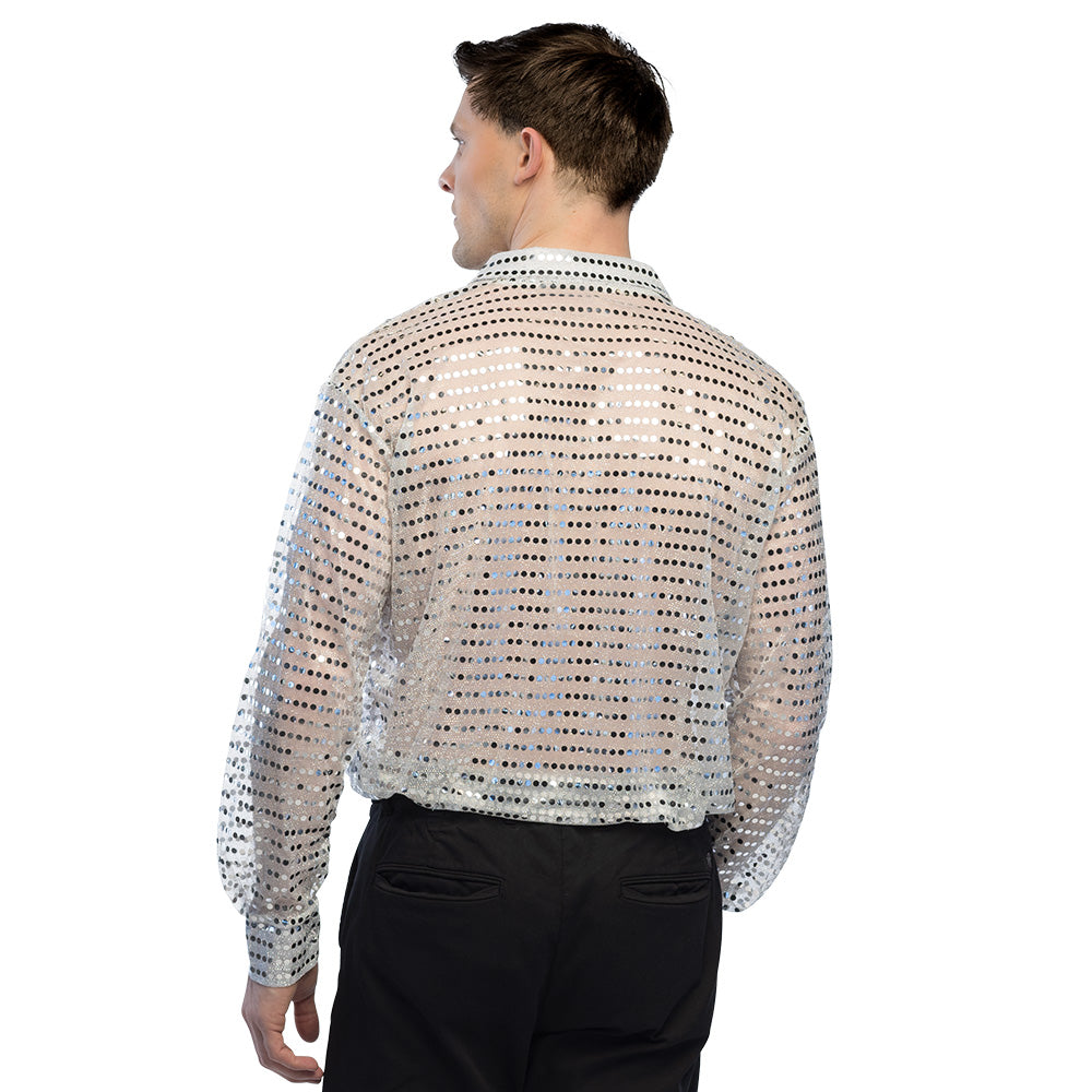 Chemise Paillettes Argent Homme - Disco Glamour Soirée
