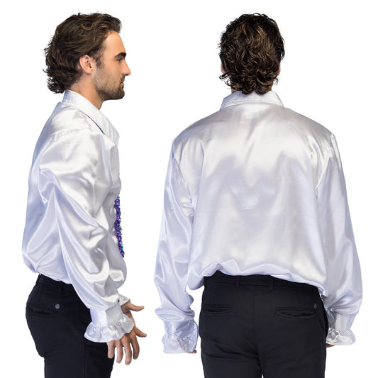 Chemise Blanche Disco Arc-en-ciel UV Blacklight Homme