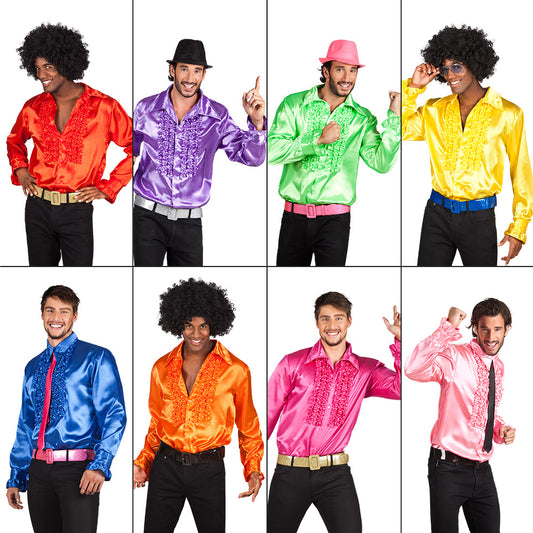 Chemise Disco Satin à Volants - Déguisement Années 70