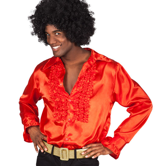 Chemise Disco Satin à Volants - Déguisement Années 70