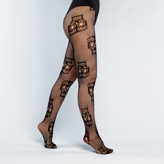 Collants Résille Tête de Mort - Accessoire Déguisement Sexy