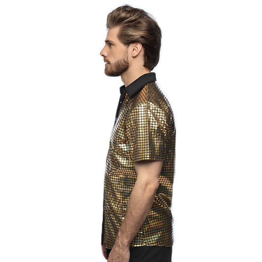 Chemise Disco Paillettes Or Homme - Années 70