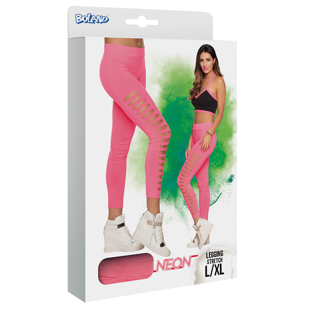 Legging Rose Fluo Stretch Découpes Effet UV Blacklight