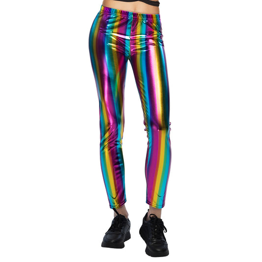 Legging Holographique Arc-en-Ciel - Stretch Brillant L/XL
