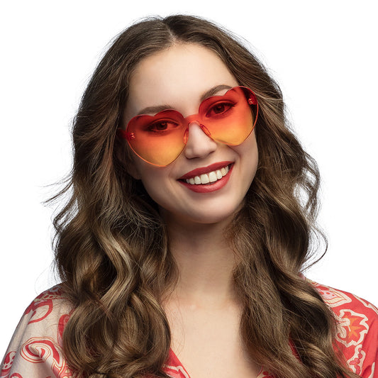 Lunettes Cœur Dégradé Rouge Jaune - Accessoire Fête