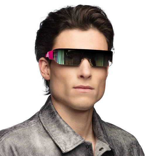 Lunettes Futuristes Holographiques Rose Fluo - Accessoire Années 80
