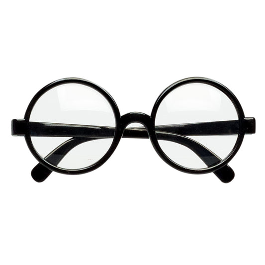 Lunettes Rondes Noires Verres Transparents - Accessoire Fête
