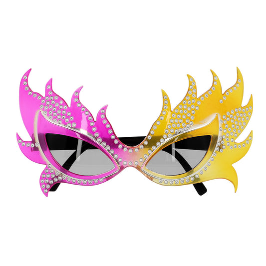 Lunettes Ailes Fantaisie Strass Rose & Doré - Accessoire Fête