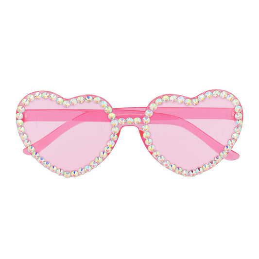 Lunettes Cœur Strass Rose Disco - Accessoire Fête