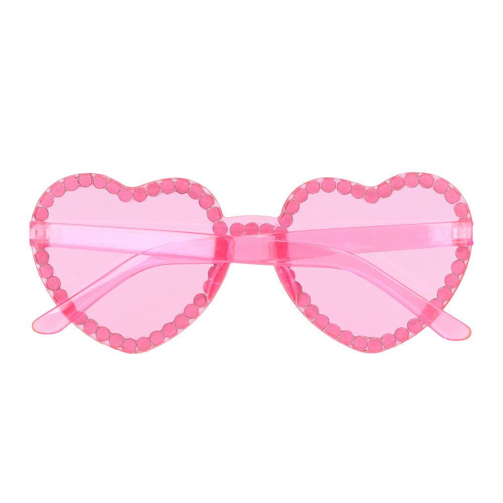 Lunettes Cœur Strass Rose Disco - Accessoire Fête