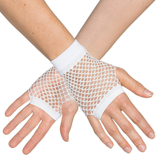 Gants Résille Blancs Année 80 - Accessoire Disco Party