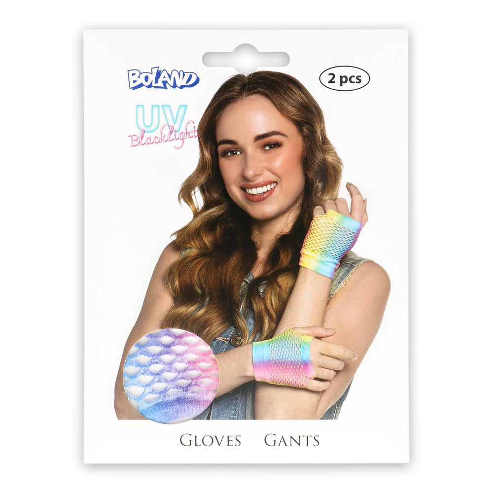 Gants Filet Rainbow UV Blacklight - 2 Paires Neon