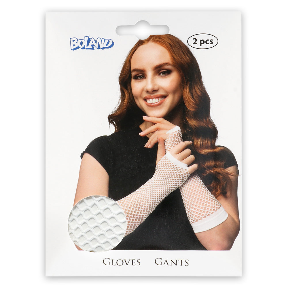Gants Filet Blanc Sans Doigts - Accessoire Danseur & Fête
