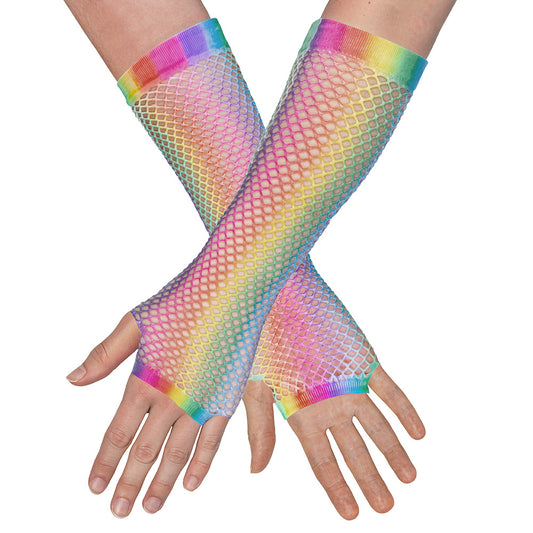 Gants Filet Arc-en-Ciel UV Blacklight - Accessoire Soirée