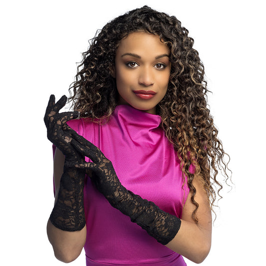 Gants Longs en Dentelle Noire - Accessoire Élégant Années 20