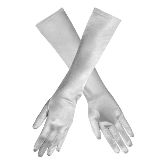 Gants longs blancs satin 55 cm - Accessoire soirée elegant