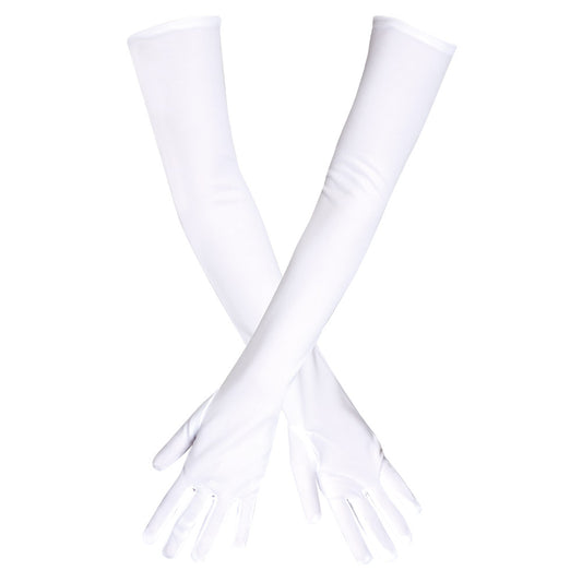Gants Longs Blancs Satin Déguisement - Accessoire Élégant