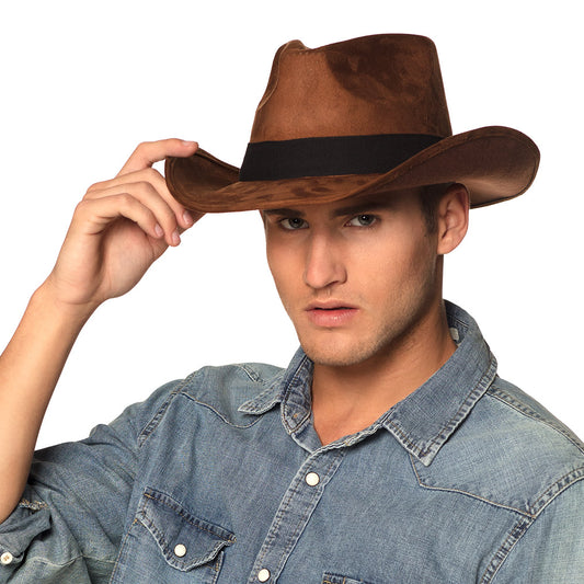 Chapeau Cowboy Marron Suédé - Accessoire Western Adulte