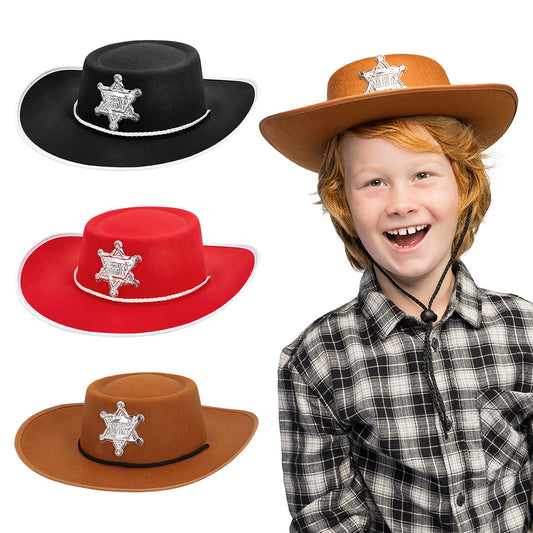 Chapeau Cowboy Sheriff Enfant - 3 Couleurs Disponibles