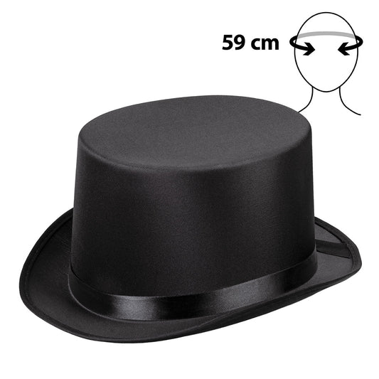 Haut-de-forme noir satiné - Accessoire soirée élégante