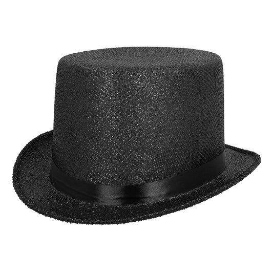 Haut de Forme Noir Paillettes - Accessoire de Fête Élégant