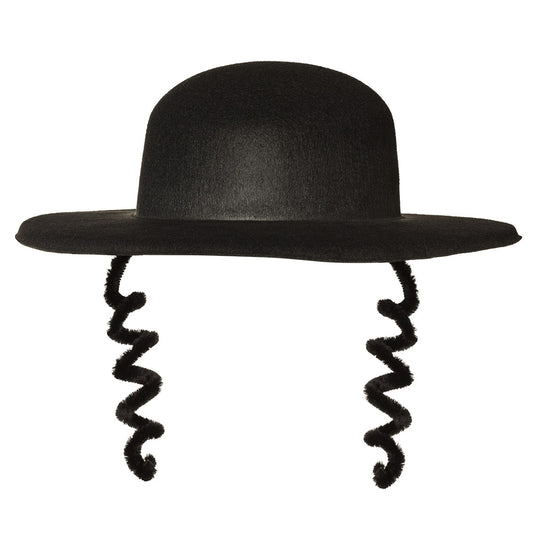 Chapeau Haut de Forme Noir avec Boucles Juives