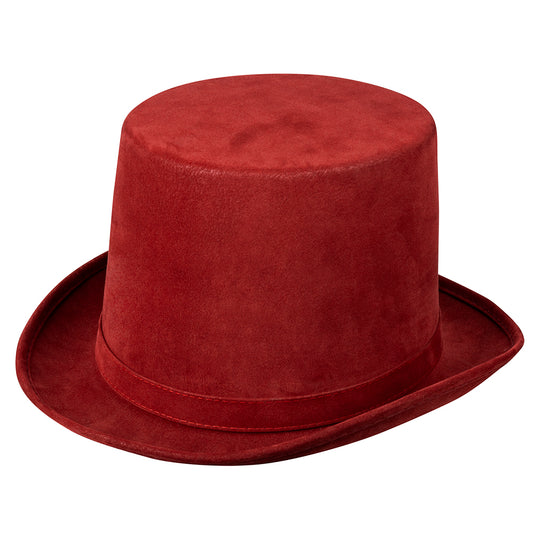 Haut de forme rouge bordeaux steampunk velours