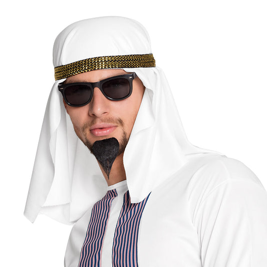Coiffe Arabe Cheikh Blanc avec Bandeau Or
