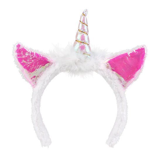 Serre-tête Licorne Irisé Rose - Accessoire Déguisement Fête