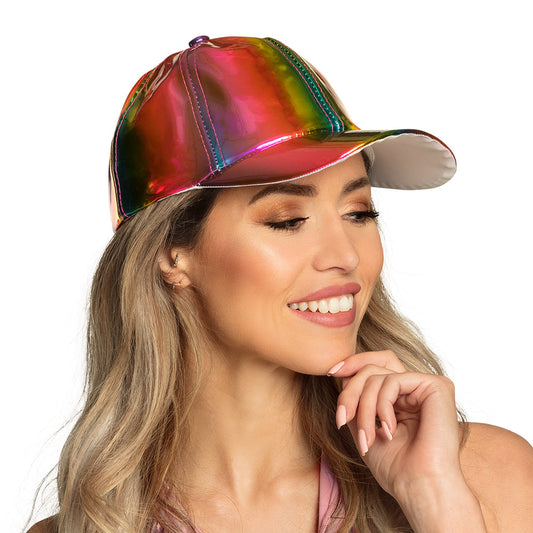 Casquette Holographique Irisée Arc-en-ciel Disco