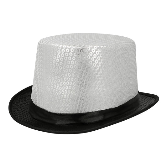 Haut de Forme Pailleté Argent et Noir - Accessoire Soirée