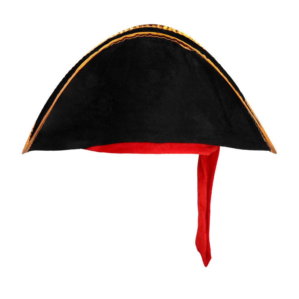 Chapeau Pirate Enfant Noir avec Crâne et Foulard Rouge