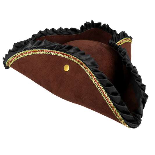 Tricorne Pirate Marron Luxe - Chapeau Pirate Adulte