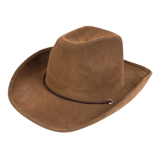 Chapeau Cowboy Marron avec Cordon - Déguisement Western