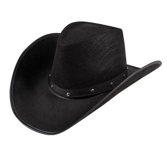 Chapeau Cowboy Noir avec Cordon - Accessoire Western Authentique