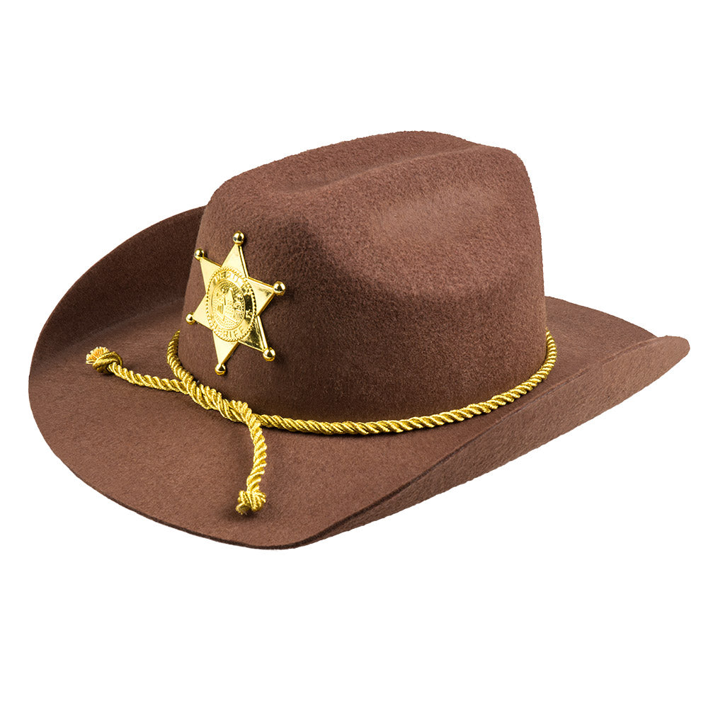 Chapeau Cowboy Shérif Marron avec Étoile Dorée
