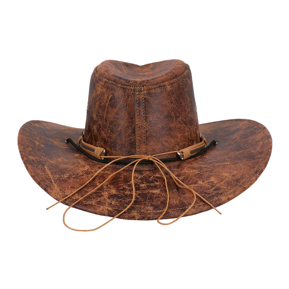 Chapeau Cowboy Cuir Marron - Style Western Vintage