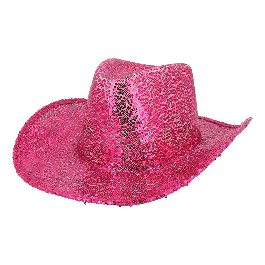 Chapeau Cowboy Rose Paillettes - Accessoire Déguisement Adulte