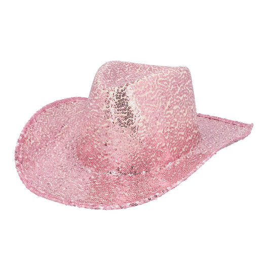Chapeau Cowboy Paillettes Rose Fluo - Accessoire Déguisement