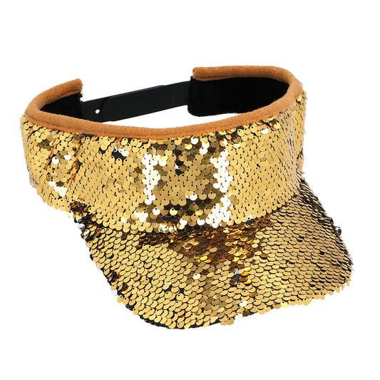 Visière Paillettes Or et Noir - Accessoire Disco Années 70