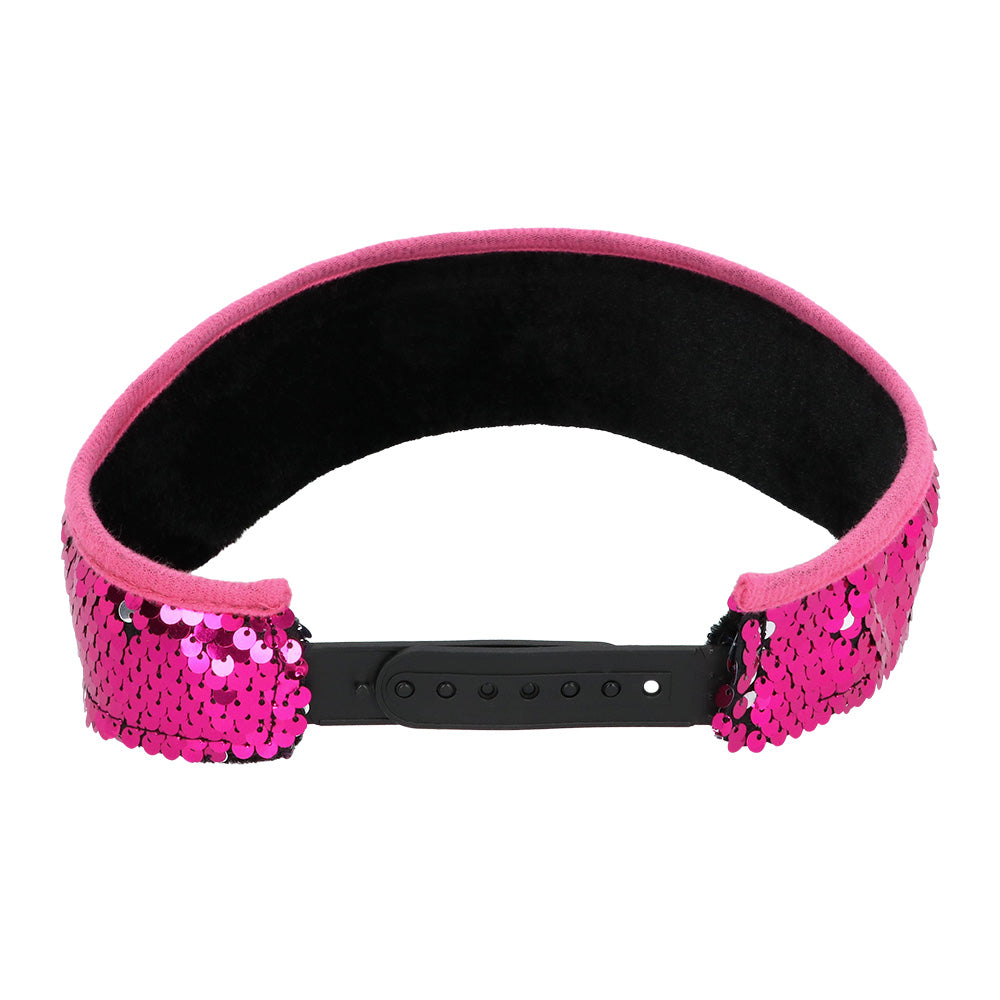 Visière Sequins Rose Fluo - Accessoire Disco Paillettes Brillantes