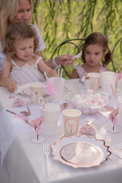 10 Assiettes en carton rose gold floral 22,5 cm