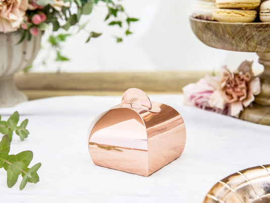 10 Boîtes en carton rose gold métallisées 6 x 5,5 cm