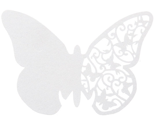 10 Marque-places papillons dentelles blancs 10 x 6,5 cm