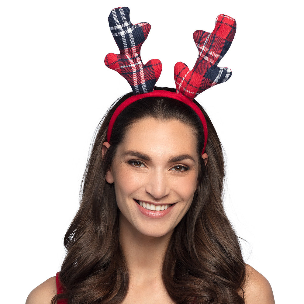 Serre-tête Cornes de Renne Écossais - Accessoire Noël Festif